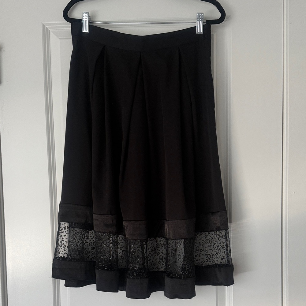 Chic Black A-Line Skirt with Lace Detail